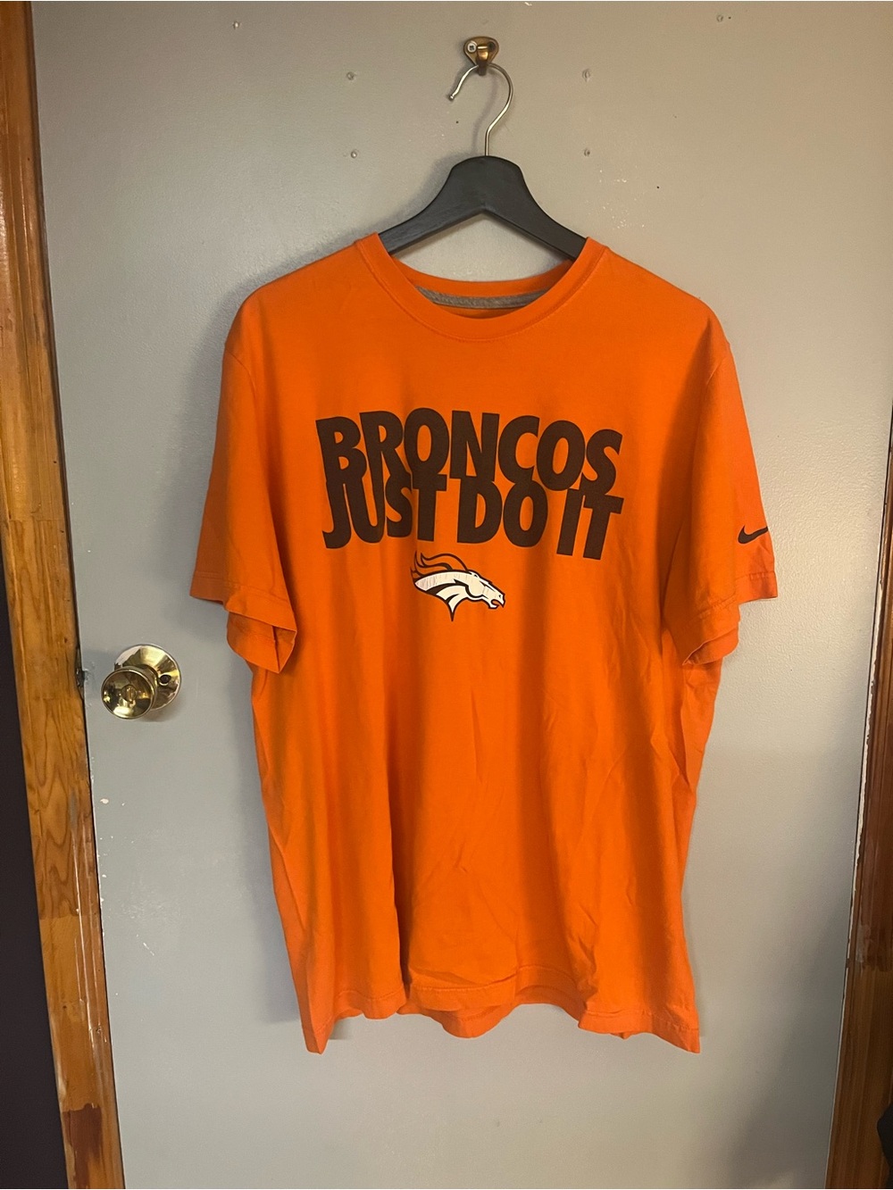 Nike Orange Broncos 'Just Do It' Short Sleeve Tee